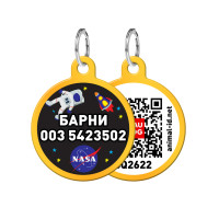 Адресник персональний WAUDOG Smart ID з QR-паспортом, з малюнком "NASA", діаметр 30 мм, золото Адресник персональний WAUDOG Smart ID з QR-паспортом, з малюнком "NASA", діаметр 30 мм, золото