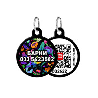 Адресник персональний WAUDOG Smart ID з QR-паспортом, з малюнком "Квіти", діаметр 25 мм, чорний Адресник персональний WAUDOG Smart ID з QR-паспортом, з малюнком "Квіти", діаметр 25 мм, чорний