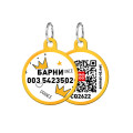 Адресник персональний WAUDOG Smart ID з QR-паспортом, з малюнком "Корони", діаметр 25 мм, золото
