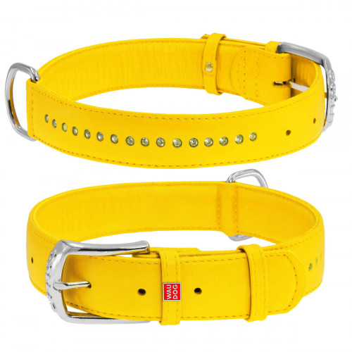 Нашийник WAUDOG GLAMOUR, зі стразами, ширина 35 мм, довжина 46-60 см, жовтий