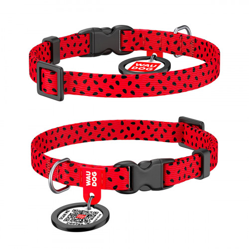 Нашийник WAUDOG Nylon з QR паспортом, малюнок "Кавун" ширина 10 мм, довжина 20-30 см