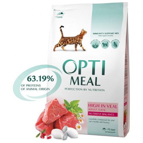 Сухий корм Optimeal для дорослих котів, з телятиною, 300 г