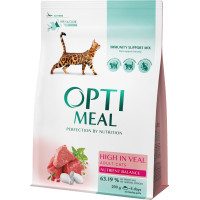 Сухий корм Optimeal для дорослих котів, з телятиною, 200+100 г Сухий корм Optimeal для дорослих котів, з телятиною, 200+100 г