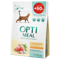 Сухий корм Optimeal для дорослих котів, з куркою, 200+100 г Сухий корм Optimeal для дорослих котів, з куркою, 200+100 г