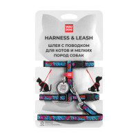 Шлея с поводком Waudog Nylon, для котов, с QR паспортом, рисунок Лето, 10 мм, 122 см, 20-30 см, груди 25-40 см Шлея с поводком Waudog Nylon, для котов, с QR паспортом, рисунок Лето, 10 мм, 122 см, 20-30 см, груди 25-40 см