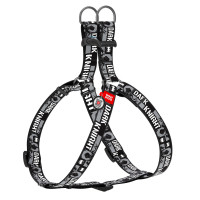 Шлея Waudog Nylon для собак, с QR паспортом, рисунок Темный рыцарь, серый, 25 мм, 60-90 см