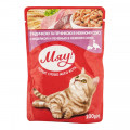Влажный корм Мяу для кошек, с индейкой и печенью в соусе, 100 г
