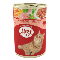 Консерва Мяу для кошек, с кроликом в нежном соусе, 415 г