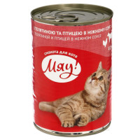 Консерва Мяу для кошек, с телятиной в нежном соусе, 415 г Консерва Мяу для кошек, с телятиной в нежном соусе, 415 г