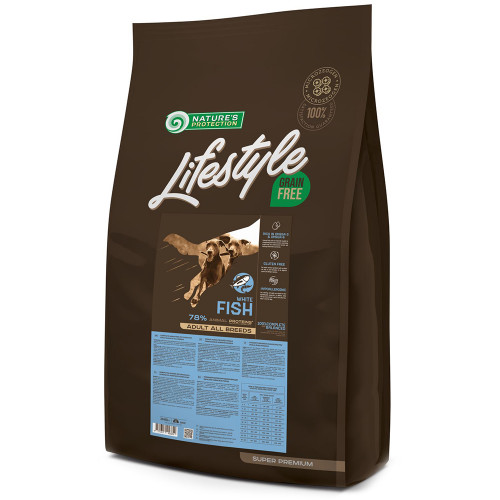 Сухой корм Nature's Protection Lifestyle Grain Free White Fish Adult для собак, с белой рыбой, 10 кг