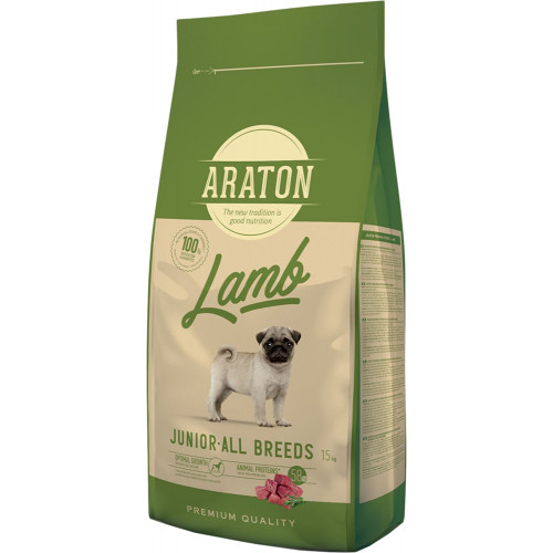 Сухий корм Araton Lamb Junior All Breeds для цуценят, з ягням, птицею і рисом, 3 кг