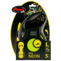 Рулетка Flexi Neon L, для собак, 5 м, стрічка, чорно-жовта Рулетка Flexi Neon L, для собак, 5 м, стрічка, чорно-жовта