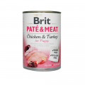 Консервы Brit Paté & Meat Puppy, для щенков, с индейкой и курицей, 400 г