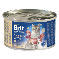 Консерва Brit Premium by Nature Cat, для кошек, курица с говядиной, 200 г Консерва Brit Premium by Nature Cat, для кошек, курица с говядиной, 200 г