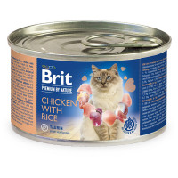 Консерва Brit Premium by Nature Cat, для кішок, курка з рисом, 200 г Консерва Brit Premium by Nature Cat, для кішок, курка з рисом, 200 г