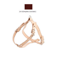 Шлейка Cristel для собак, кожаная, прошитая, с нагрудником, 16 мм / 32-48 см / 50-58 см, коньяк Шлейка Cristel для собак, кожаная, прошитая, с нагрудником, 16 мм / 32-48 см / 50-58 см, коньяк