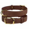 Нашийник BronzeDog Crazy, для собак, шкіряний, коньяк, 27-36×1.5 см