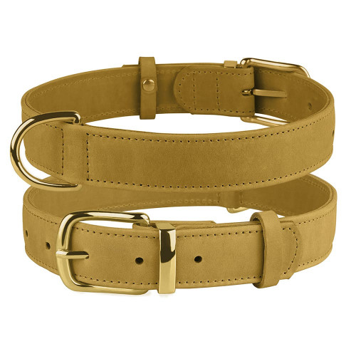Нашийник BronzeDog Crazy, для собак, шкіряний, гірчичний, 46-60×3 см