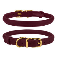 Ошейник BronzeDog Premium Crazy, для собак, кожаный, бордовый, 38-48×1.1 см Ошейник BronzeDog Premium Crazy, для собак, кожаный, бордовый, 38-48×1.1 см