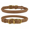 Нашийник BronzeDog Premium Crazy, для собак, шкіряний, світло-коричневий, 38-48×1.1 см