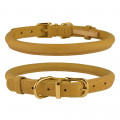 Нашийник BronzeDog Premium Crazy, для собак і котів, шкіряний, гірчичний, 18-25×0.7 см