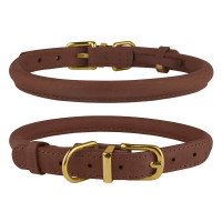 Нашийник BronzeDog Premium Crazy, для собак і котів, шкіряний, коньяк, 18-25×0.7 см Нашийник BronzeDog Premium Crazy, для собак і котів, шкіряний, коньяк, 18-25×0.7 см