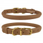 Ошейник BronzeDog Premium Crazy, для собак и кошек, кожаный, светло-коричневый, 18-25×0.7 см