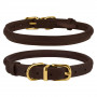 Ошейник BronzeDog Premium Crazy, для собак и кошек, кожаный, тёмно-коричневый, 18-25×0.7 см