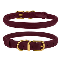 Нашийник BronzeDog Premium Crazy, для собак і котів, шкіряний, бордовий, 23-33×0.7 см Нашийник BronzeDog Premium Crazy, для собак і котів, шкіряний, бордовий, 23-33×0.7 см