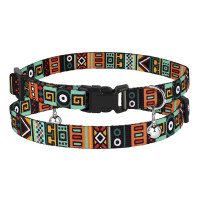 Ошейник BronzeDog Urban, для кошек, нейлоновый, колокольчик, принт этнический, ментол, 18-28×1 см Ошейник BronzeDog Urban, для кошек, нейлоновый, колокольчик, принт этнический, ментол, 18-28×1 см