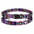 Ошейник BronzeDog Urban, для кошек, нейлоновый, колокольчик, принт этнический, фиолетовый, 18-28×1 см