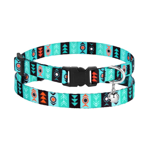 Нашийник BronzeDog Urban, для котів, нейлоновий, дзвіночок, принт інки, 18-28×1 см