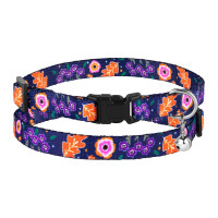 Ошейник BronzeDog Urban, для кошек, нейлоновый, колокольчик, принт цветы, синий, 18-28×1 см Ошейник BronzeDog Urban, для кошек, нейлоновый, колокольчик, принт цветы, синий, 18-28×1 см