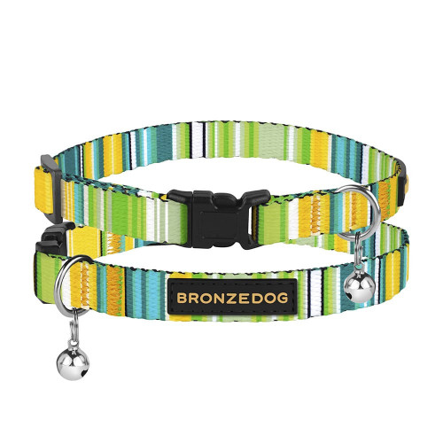 Нашийник BronzeDog Urban West, для котів, нейлоновий, дзвіночок, салатовий, 18-28×1 см