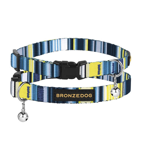 Нашийник BronzeDog Urban West, для котів, нейлоновий, дзвіночок, синій, 18-28×1 см