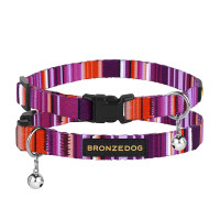 Ошейник BronzeDog Urban West, для кошек, нейлоновый, колокольчик, фиолетовый, 18-28×1 см Ошейник BronzeDog Urban West, для кошек, нейлоновый, колокольчик, фиолетовый, 18-28×1 см