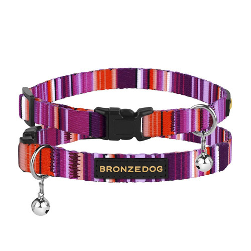 Нашийник BronzeDog Urban West, для котів, нейлоновий, дзвіночок, фіолетовий, 18-28×1 см