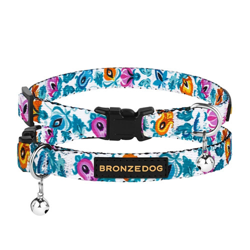 Нашийник BronzeDog Urban Folk, для котів, нейлоновий, дзвіночок, фастекс пластиковий, білий, 18-28×1 см
