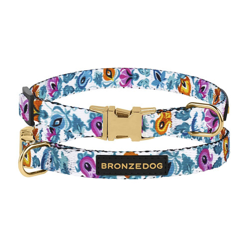 Нашийник BronzeDog Urban Folk, для собак і котів, нейлоновий, фастекс металевий, білий, 18-28×1 см