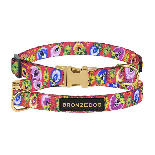 Нашийник BronzeDog Urban Folk, для собак і котів, нейлоновий, фастекс металевий, кораловий, 18-28×1 см