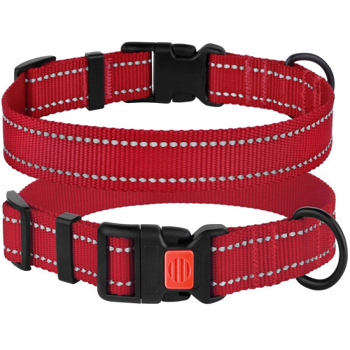 Нашийник BronzeDog Active, для собак, нейлоновий, фастекс пластик, червоний, 35-53×2.5 см