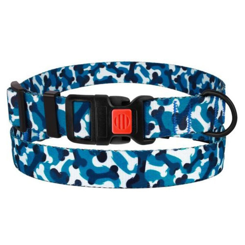 Ошейник BronzeDog Urban Camo, для собак, нейлоновый, фастекс пластиковый, голубой, 25-33×1.6 см
