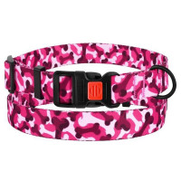 Ошейник BronzeDog Urban Camo, для собак, нейлоновый, фастекс пластик, принт кость, розовый, 35-53×2.5 см Ошейник BronzeDog Urban Camo, для собак, нейлоновый, фастекс пластик, принт кость, розовый, 35-53×2.5 см