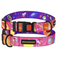 Нашийник BronzeDog Urban Cosmos, для собак, нейлоновий, фастекс пластиковий, рожевий, 25-33×1.6 см Нашийник BronzeDog Urban Cosmos, для собак, нейлоновий, фастекс пластиковий, рожевий, 25-33×1.6 см