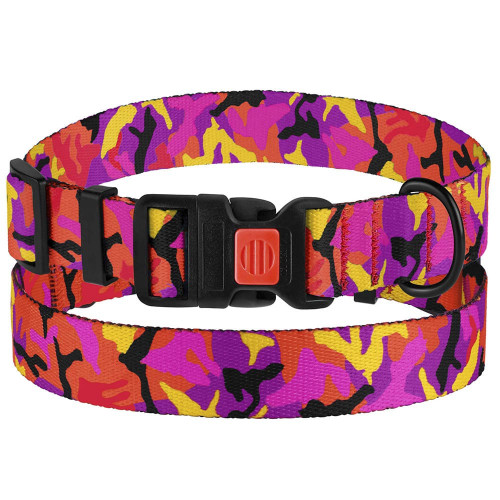 Нашийник BronzeDog Urban Camo, для собак, нейлоновий, фастекс пластиковий, рожевий, 30-40×2 см