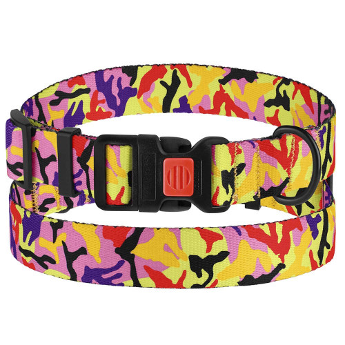 Нашийник BronzeDog Urban Camo, для собак, нейлоновий, фастекс пластиковий, помаранчевий, 43-66×2.5 см