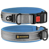 Нашийник BronzeDog Sport, для собак, неопрен, фастекс пластик, сіро-блакитний, 36-43×2 см Нашийник BronzeDog Sport, для собак, неопрен, фастекс пластик, сіро-блакитний, 36-43×2 см