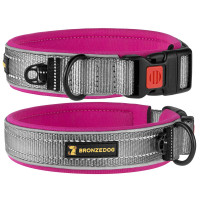 Нашийник BronzeDog Sport, для собак, неопрен, фастекс пластик, сіро-рожевий, 36-43×2 см Нашийник BronzeDog Sport, для собак, неопрен, фастекс пластик, сіро-рожевий, 36-43×2 см
