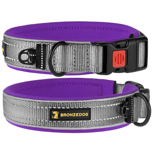 Ошейник BronzeDog Sport, для собак, неопрен, фастекс пластик, серо-фиолетовый, 36-43×2 см