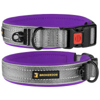 Ошейник BronzeDog Sport, для собак, неопрен, фастекс пластик, серо-фиолетовый, 43-51×2.5 см